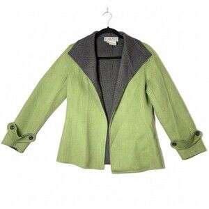 Carlisle 100% Wool Jacket/Coat - Lime Green with Dark Gray - Women's US Size 6